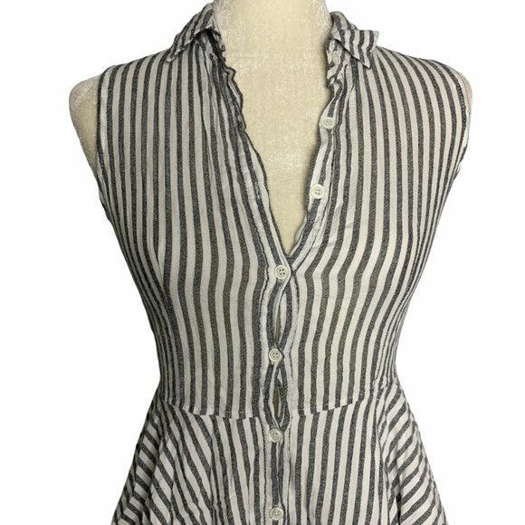 Moral Fiber Button Front Striped Mini Dress 20PE - Picture 2 of 7